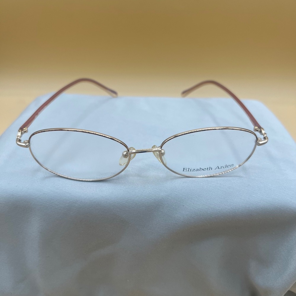Elizabeth Arden Eyeglass Frames 54-16-130 Gold Burgundy LibrarianCore New